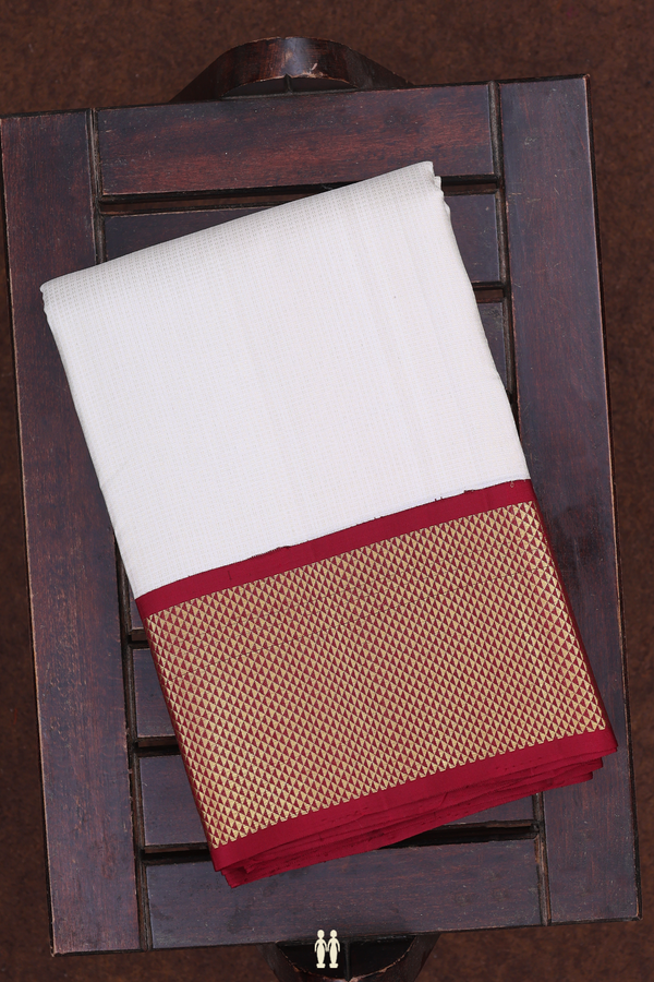 Stripes Design White Silk Dhoti With Angavastram Set
