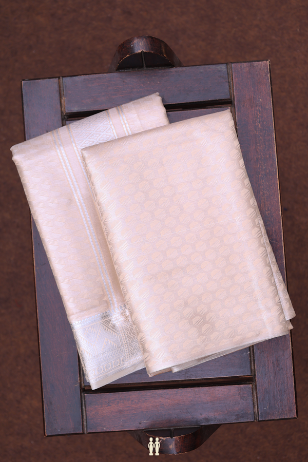 Zari Border Tissue Brown Art Silk Dhoti With Shirt Material