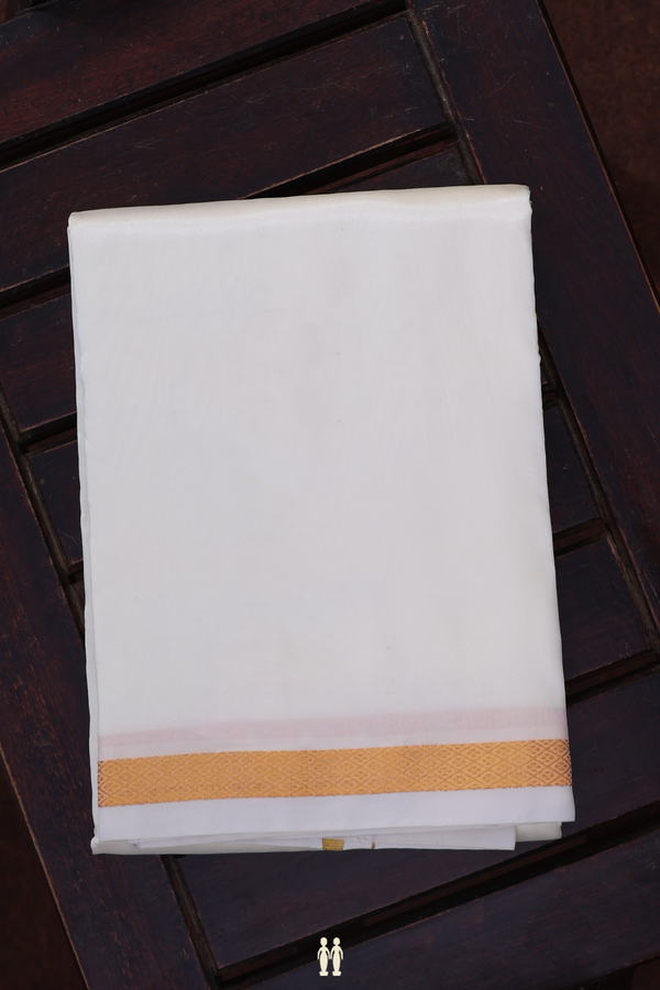Zari Border White Art Silk Dhoti