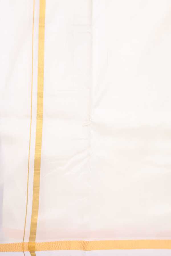 Zari Border White Art Silk Dhoti