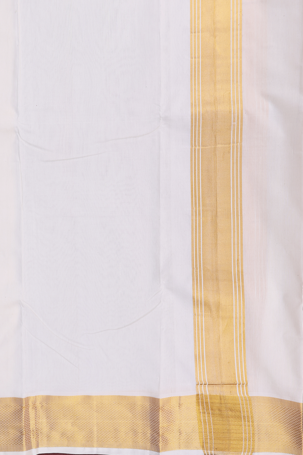 Zari Border White Art Silk Dhoti