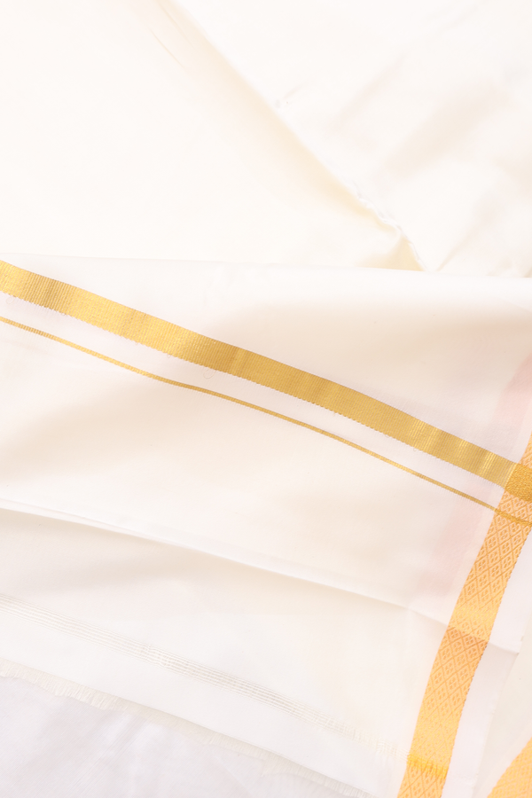 Zari Border White Art Silk Dhoti