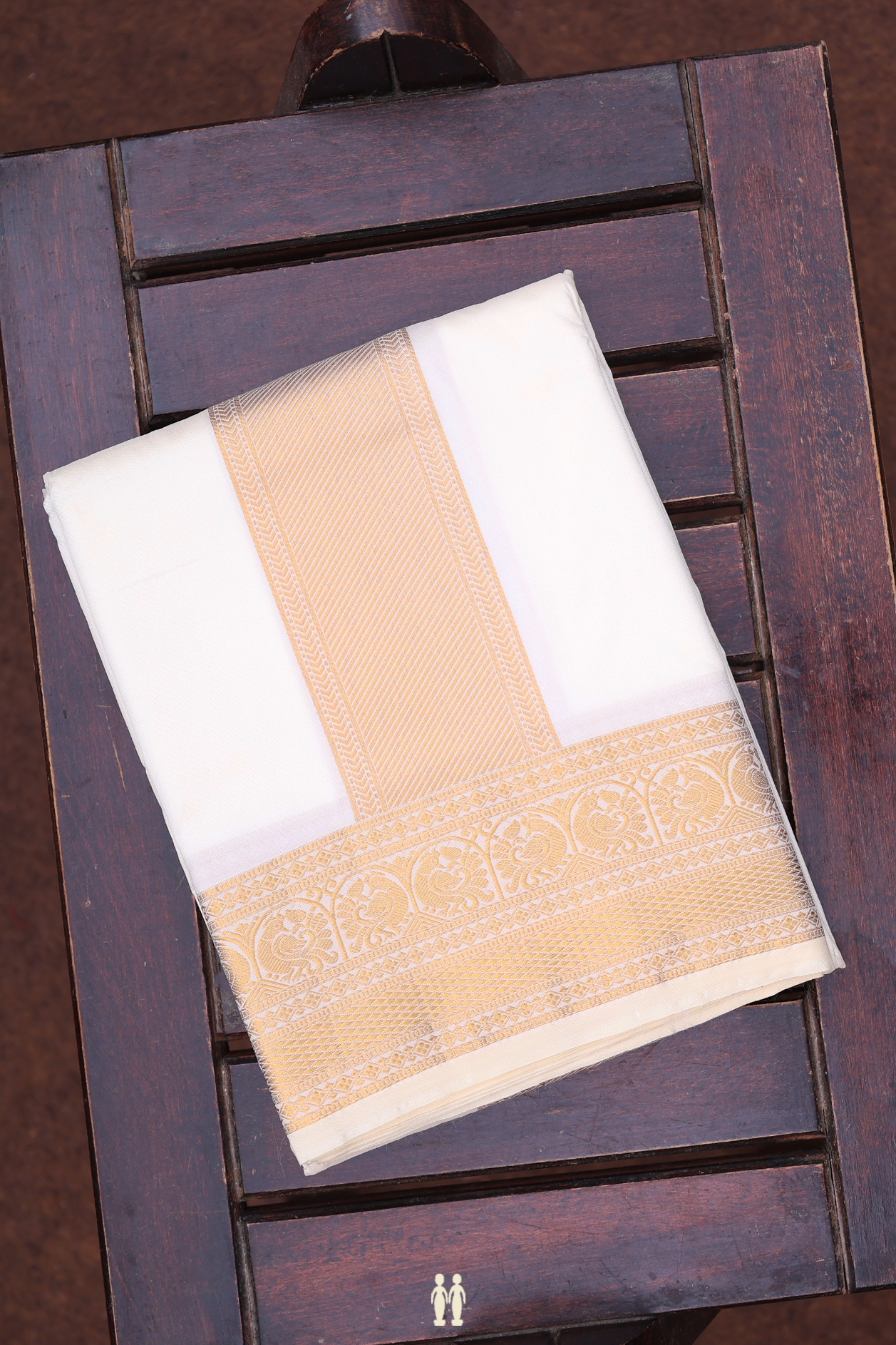 Zari Border White Art Silk Dhoti With Shirt Material