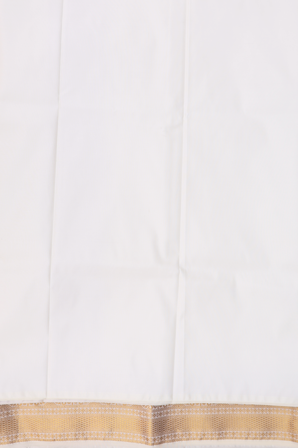 Zari Border White Art Silk Dhoti With Shirt Material