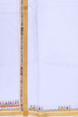 Zari Border White Cotton Adjustable Velcro Dhoti
