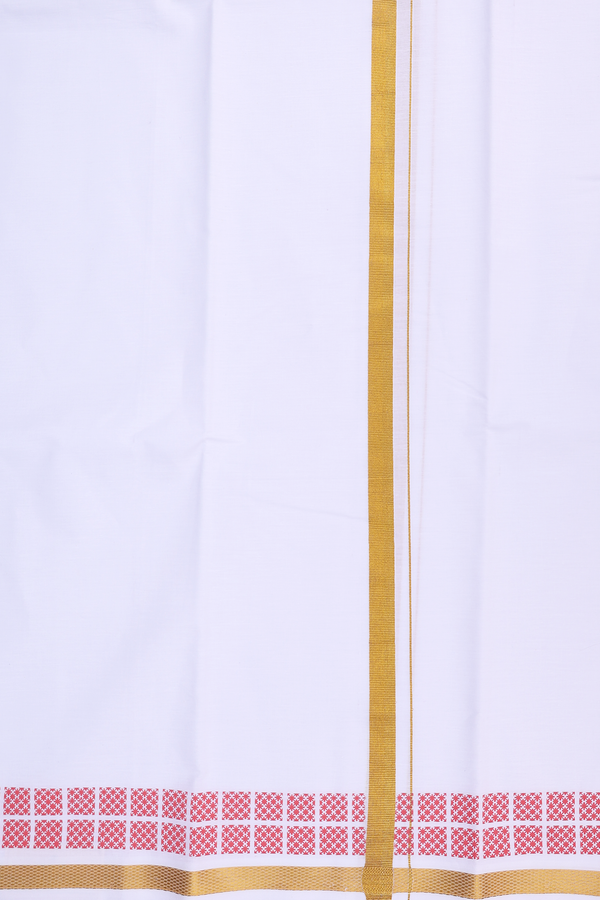 Zari Border White Cotton Dhoti