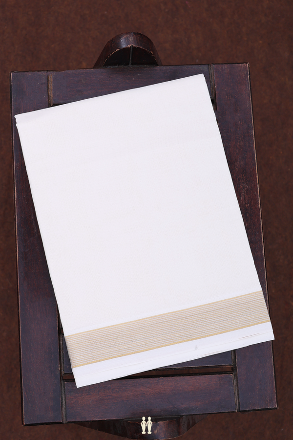 Zari Border White Cotton Dhoti