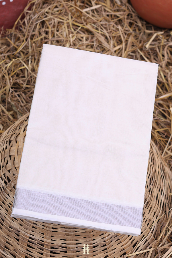 Zari Border White Cotton Dhoti