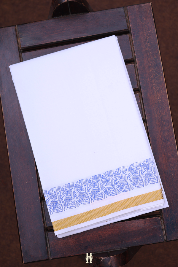 Zari Border White Cotton Dhoti