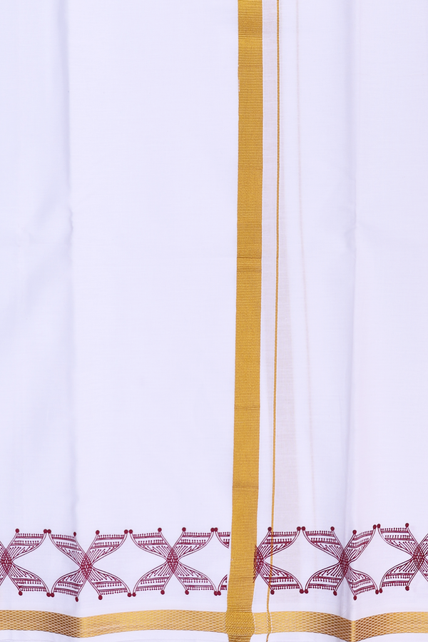 Zari Border White Cotton Dhoti