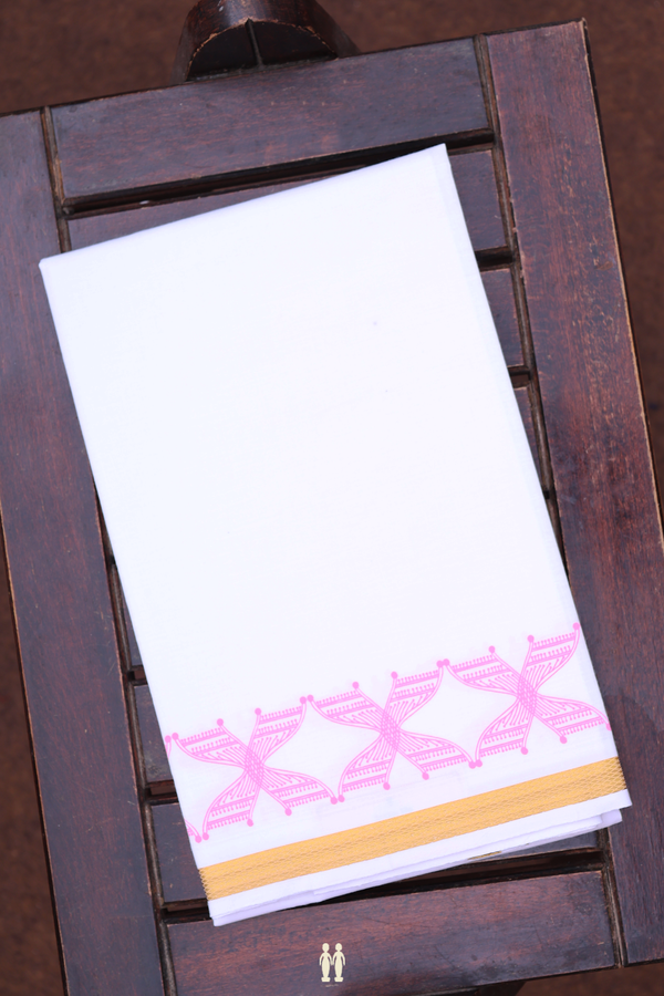 Zari Border White Cotton Dhoti