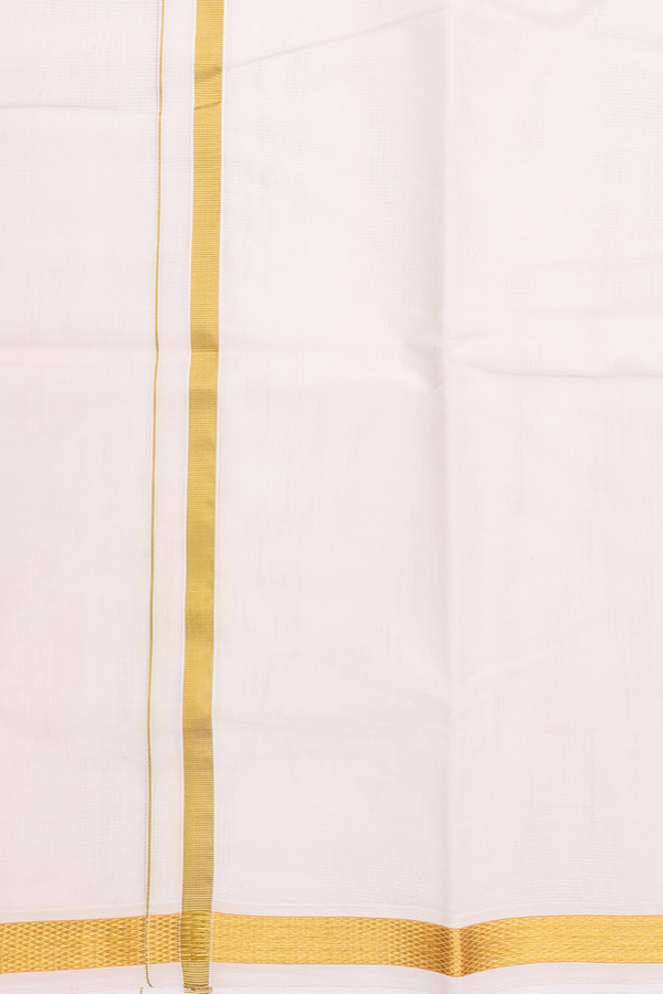 Zari Border White Cotton Dhoti