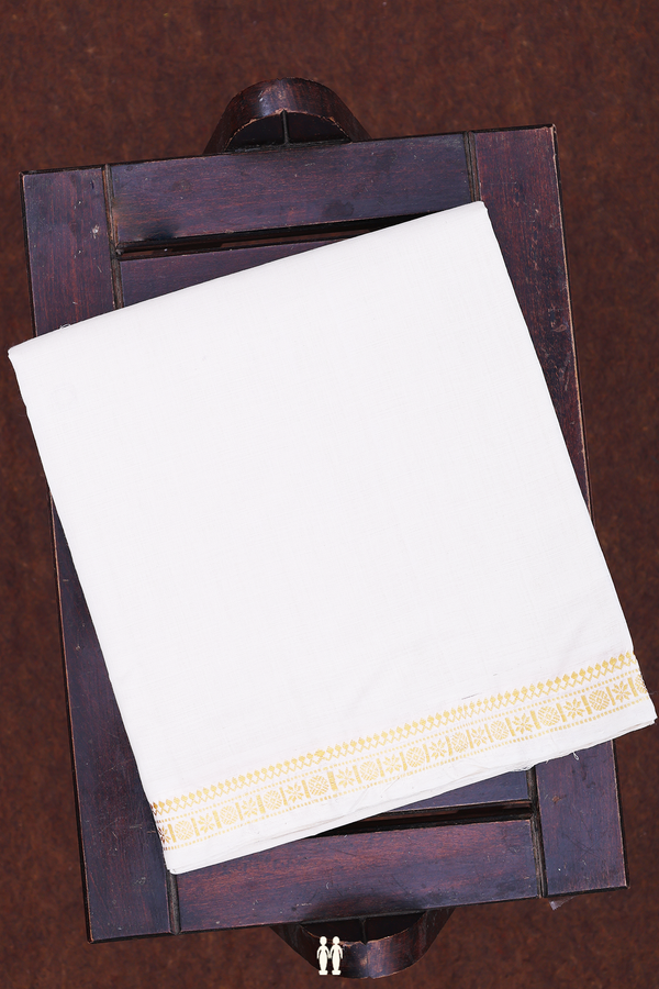 Zari Border White Cotton Dhoti
