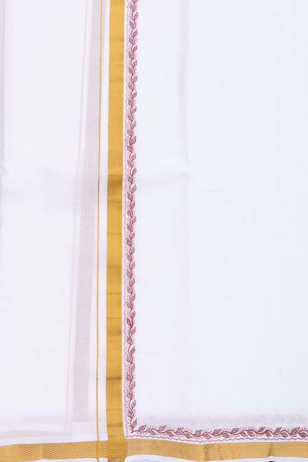 Zari Border White Cotton Dhoti