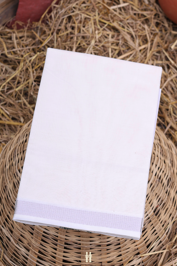 Zari Border White Cotton Dhoti