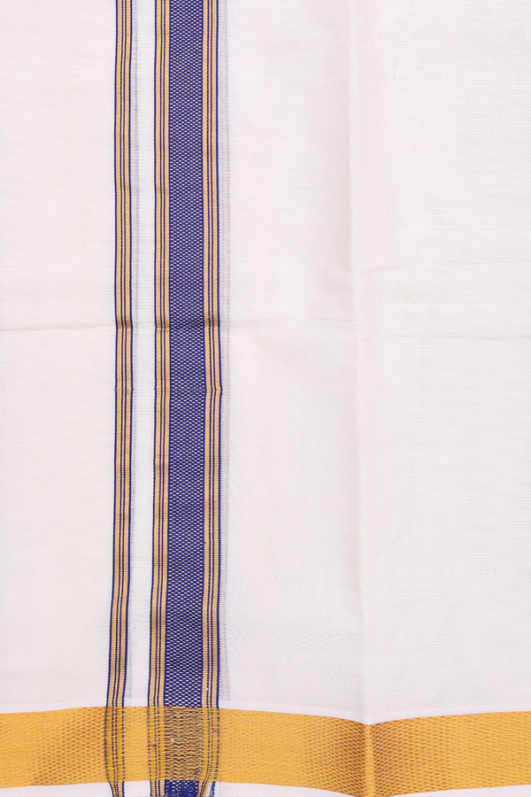 Zari Border White Cotton Dhoti