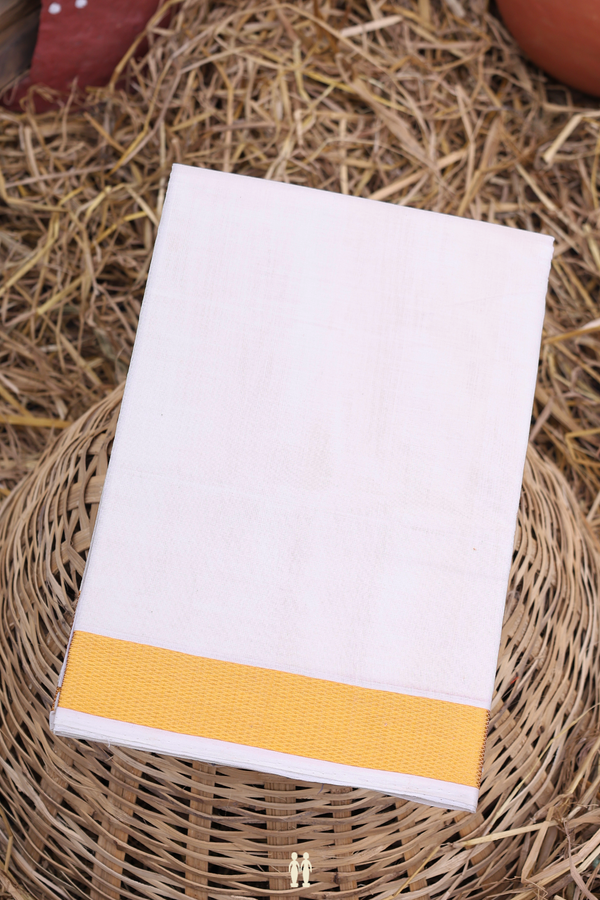 Zari Border White Cotton Dhoti