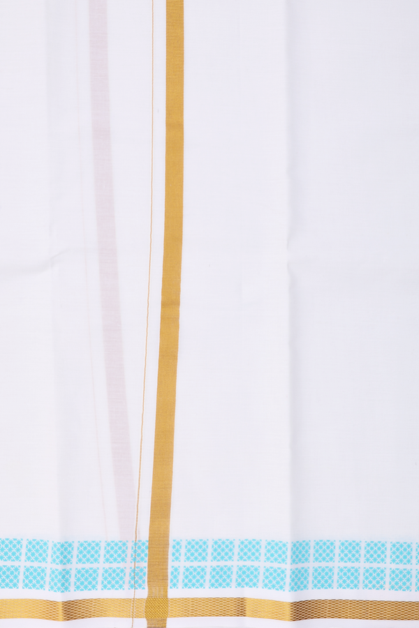 Zari Border White Cotton Dhoti
