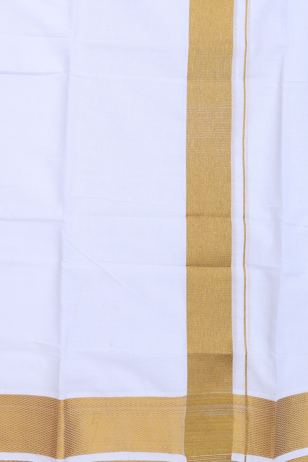 Zari Border White Cotton Dhoti