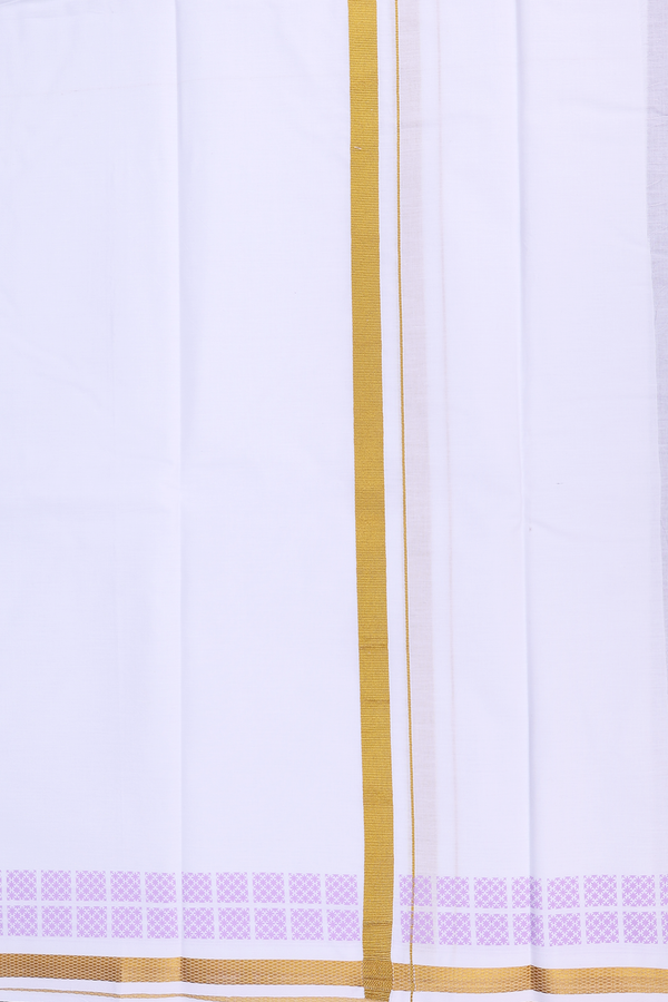 Zari Border White Cotton Dhoti