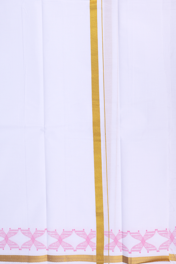 Zari Border White Cotton Dhoti