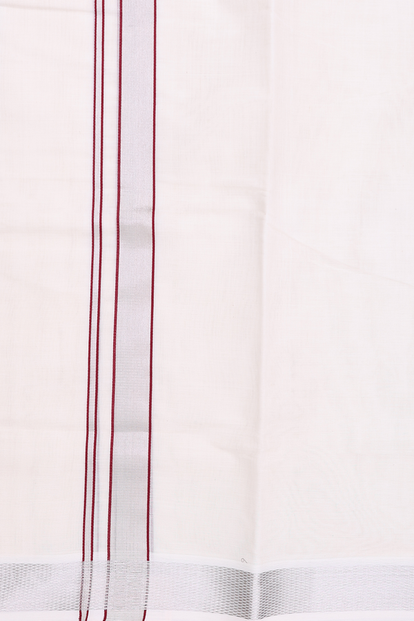 Zari Border White Cotton Dhoti