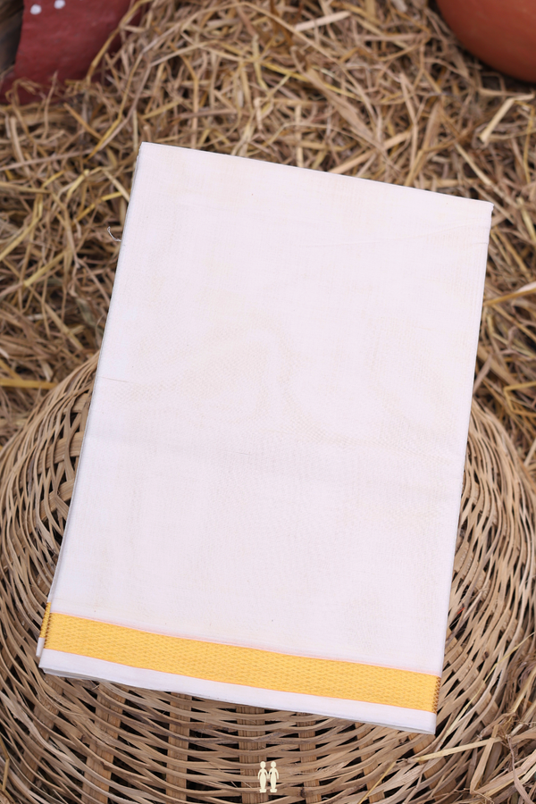 Zari Border White Cotton Dhoti