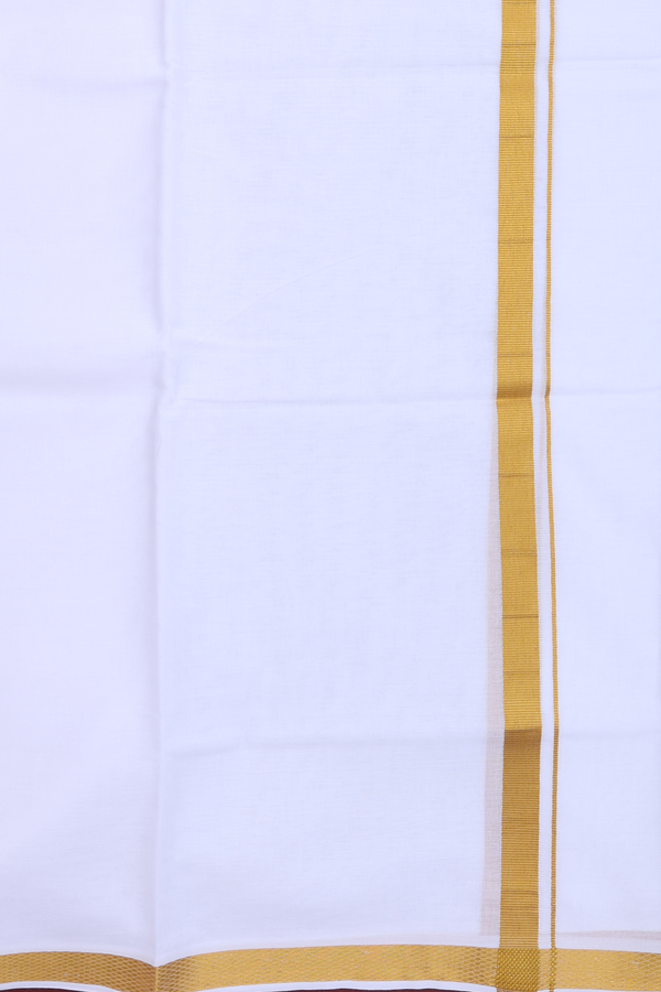 Zari Border White Cotton Dhoti