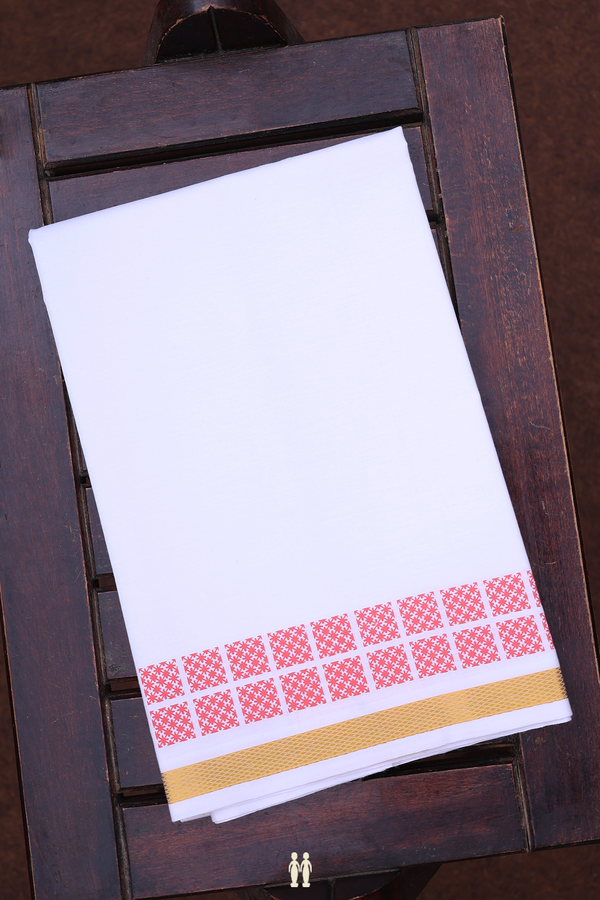 Zari Border White Cotton Dhoti