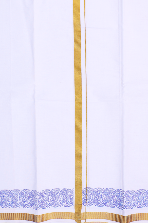 Zari Border White Cotton Dhoti