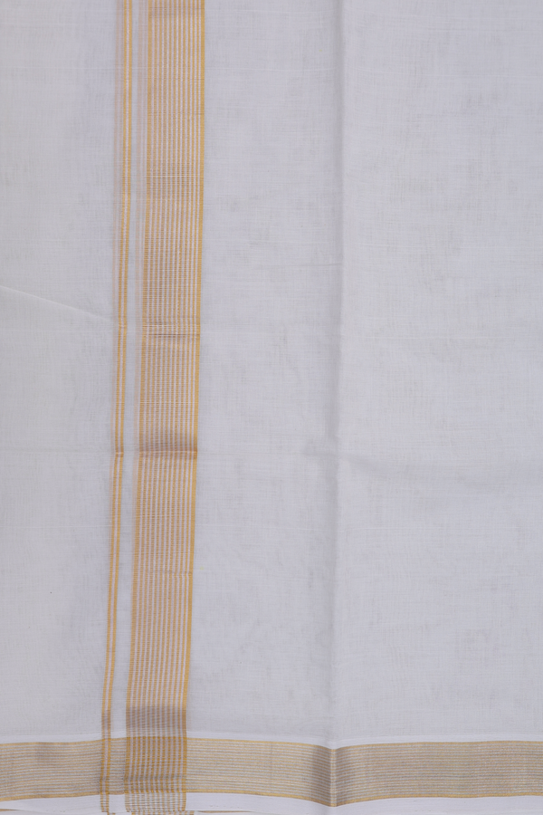 Zari Border White Cotton Dhoti