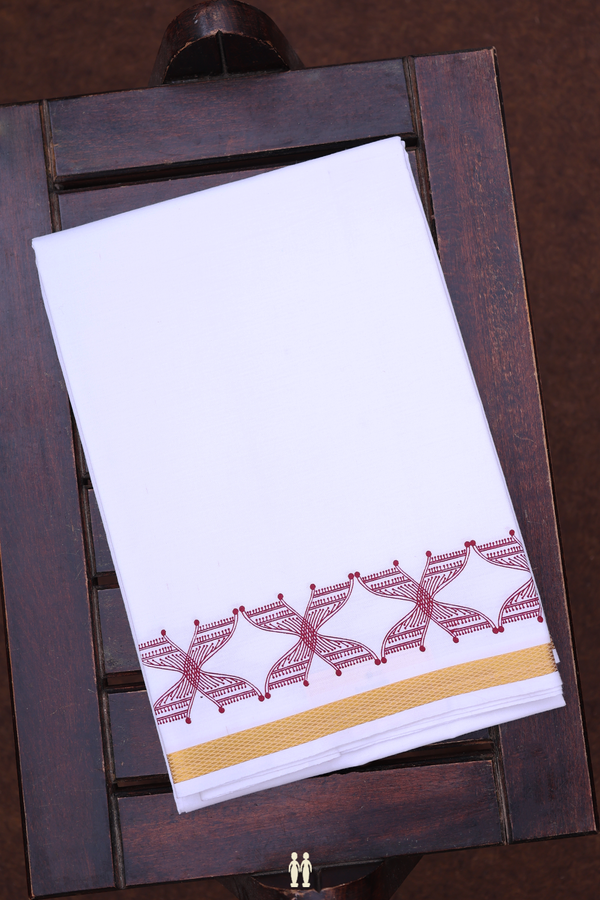 Zari Border White Cotton Dhoti