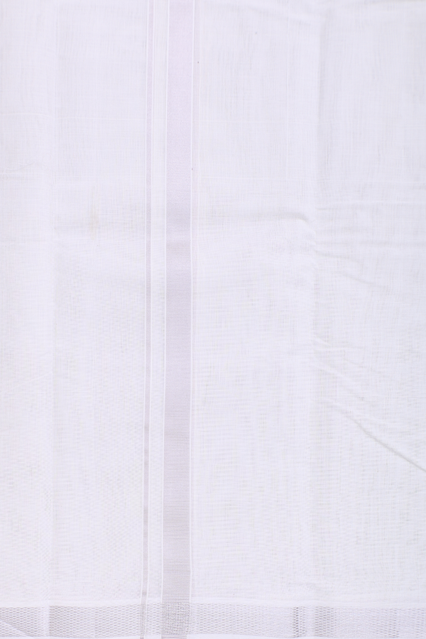 Zari Border White Cotton Dhoti With Angavastram Set