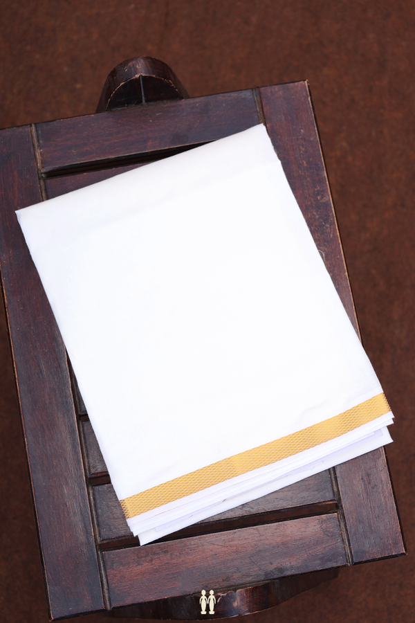 Zari Border White Cotton Velcro Dhoti