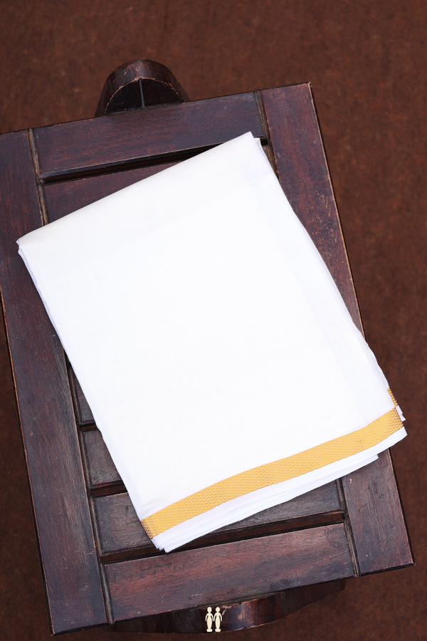 Zari Border White Cotton Velcro Dhoti