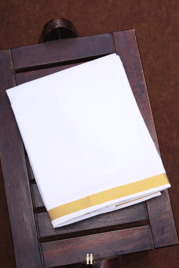Zari Border White Cotton Velcro Dhoti