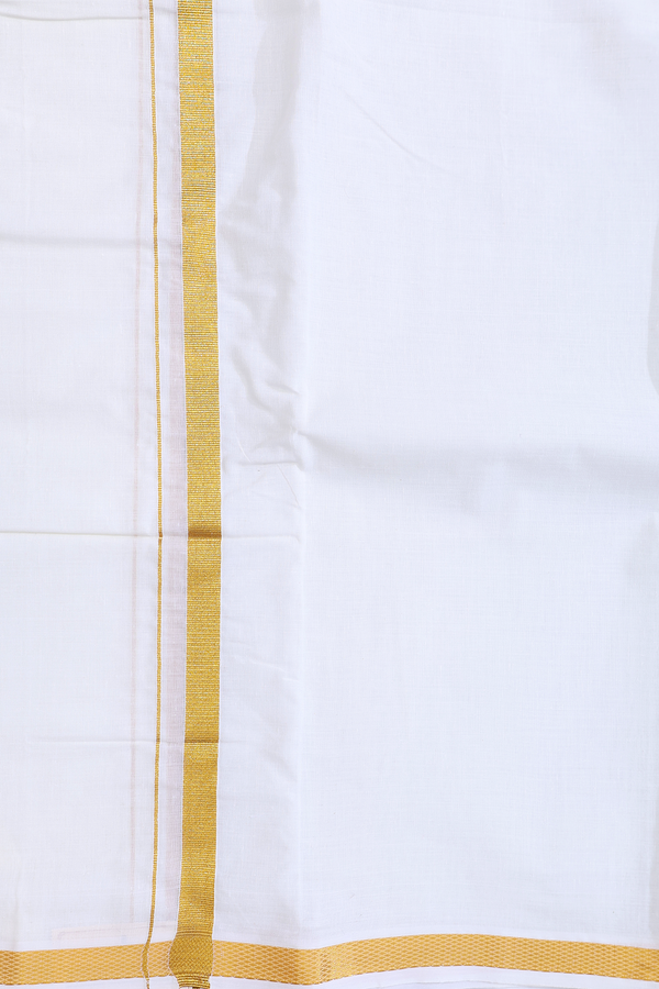 Zari Border White Cotton Velcro Dhoti