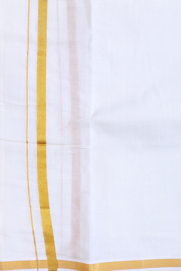 Zari Border White Cotton Velcro Dhoti
