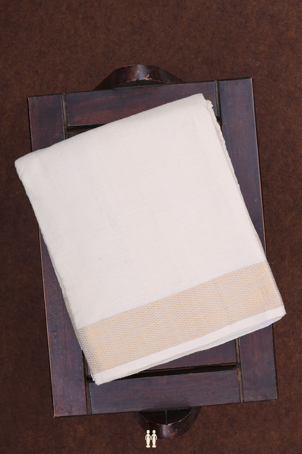 Zari Border Beige Pure Handloom Cotton Dhoti