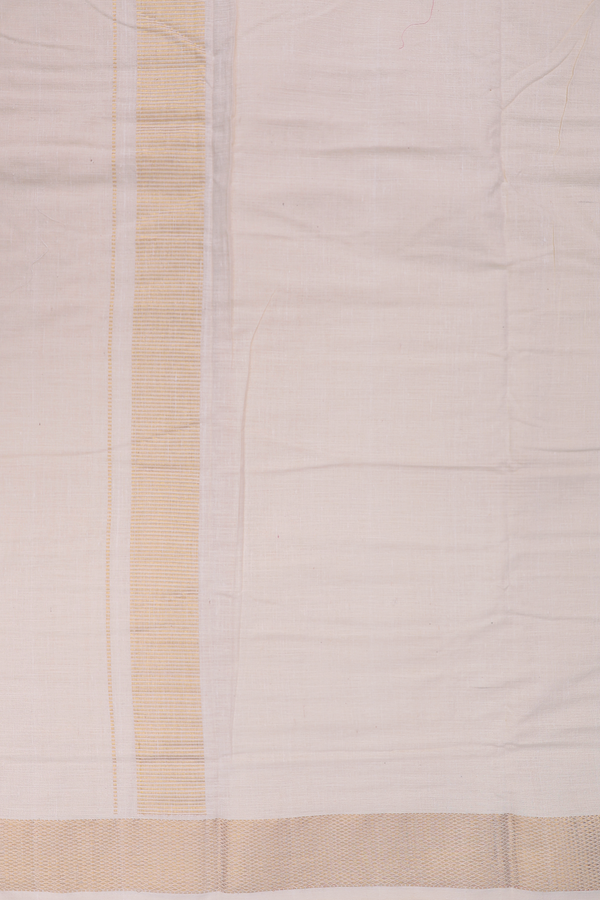 Zari Border Beige Pure Handloom Cotton Dhoti