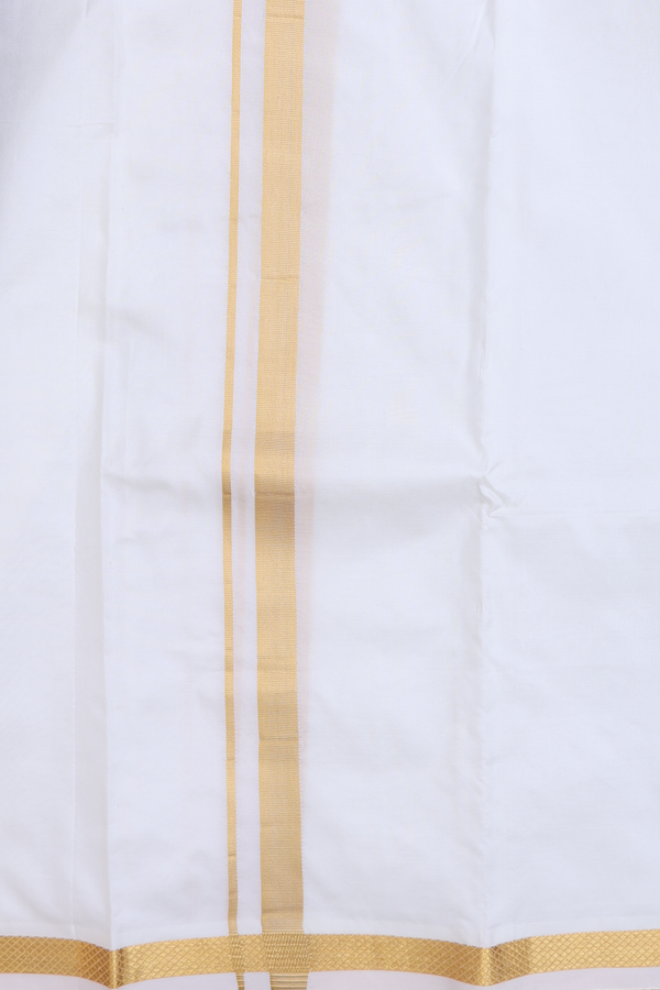 Zari Border White Silk Dhoti