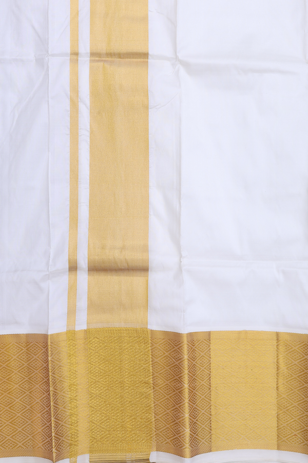 Zari Border White Silk Dhoti