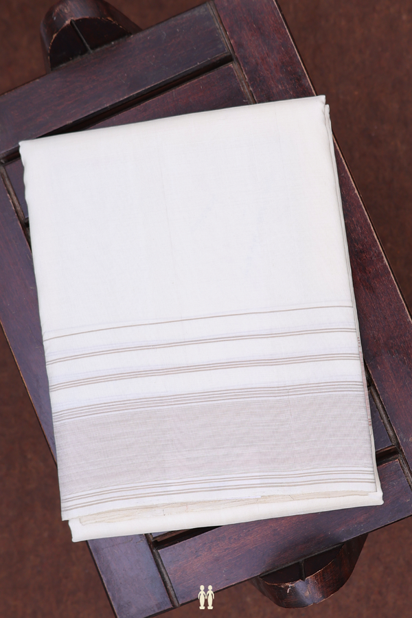 Zari Border White Silk Dhoti With Angavastram Set