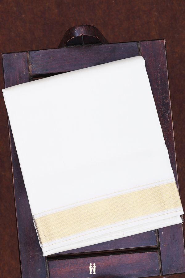 Zari Border White Silk Dhoti With Angavastram Set