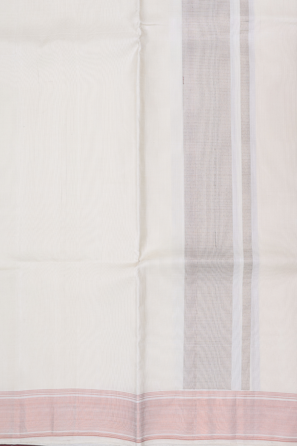 Zari Border White Silk Dhoti With Angavastram Set