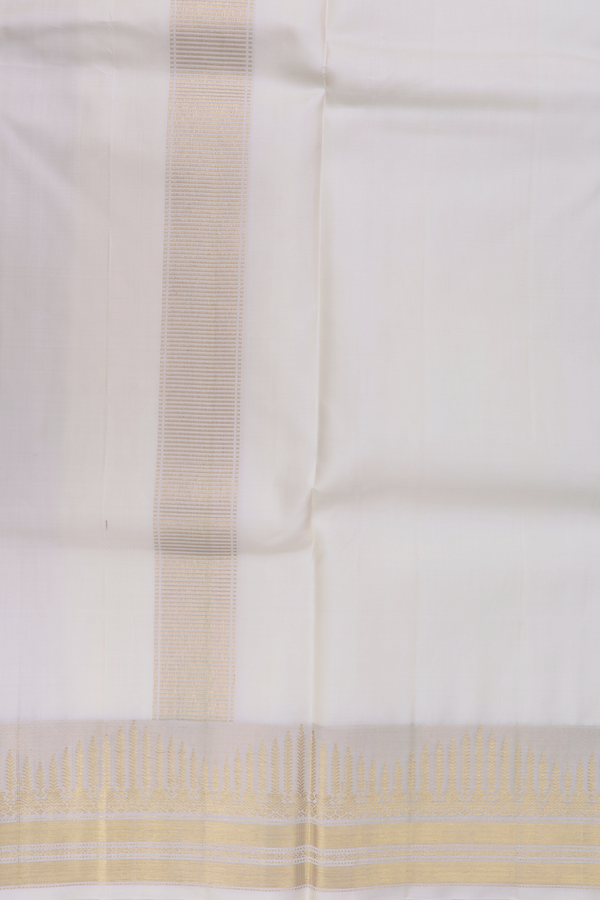 Zari Border White Silk Dhoti With Shirt Material