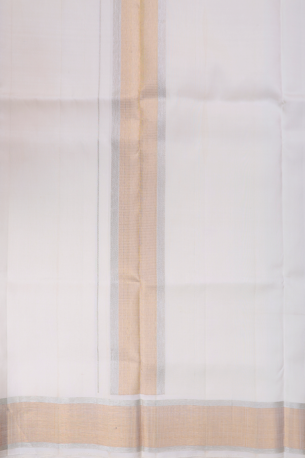 Zari Border White Silk Dhoti With Angavastram Set