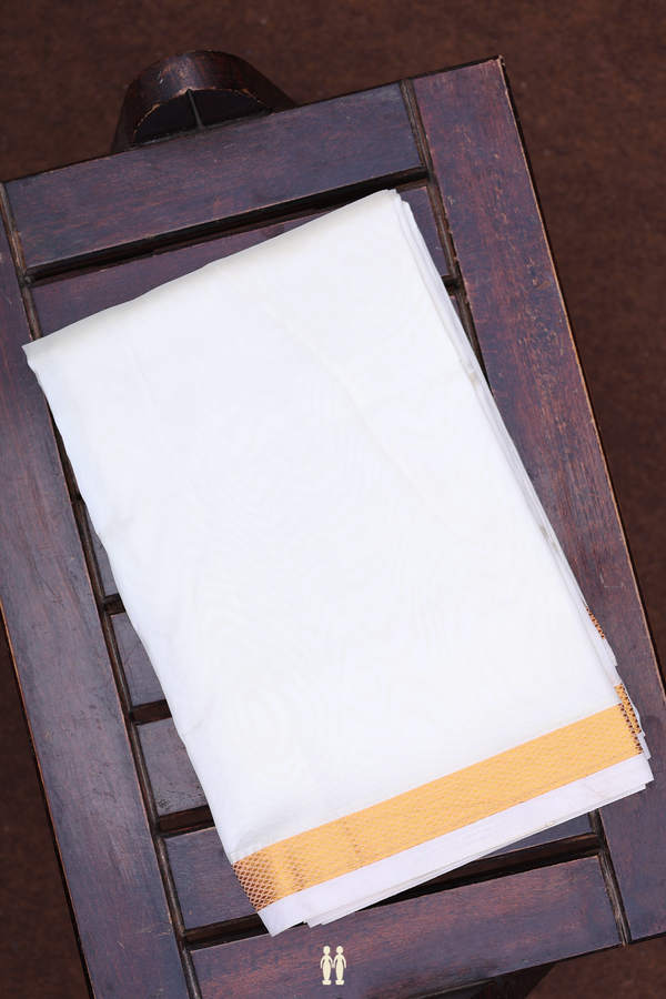 Zari Border White Silk Velcro Dhoti