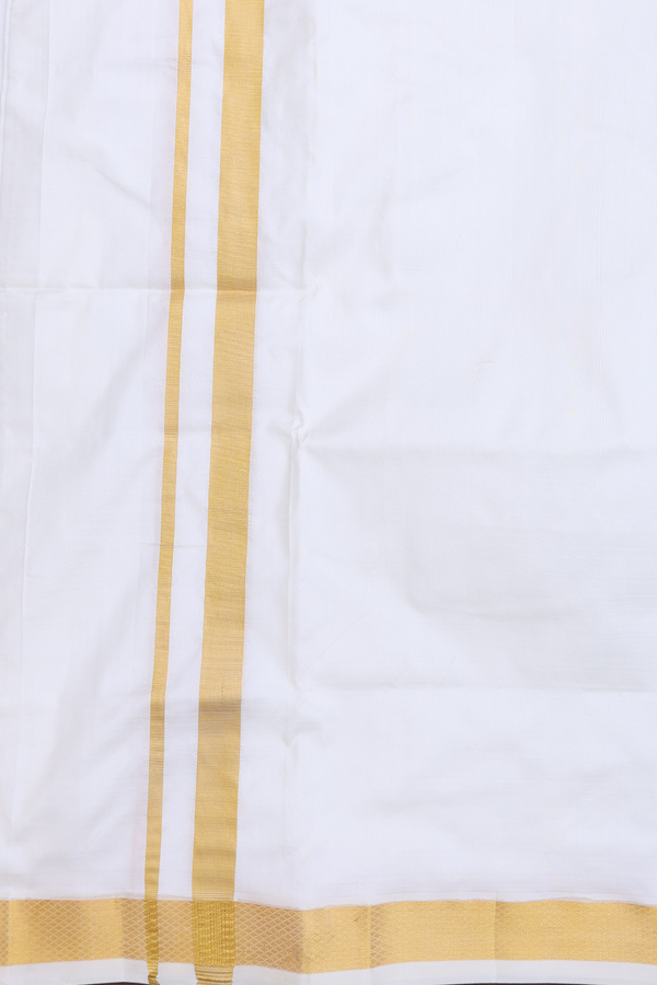Zari Border White Silk Velcro Dhoti