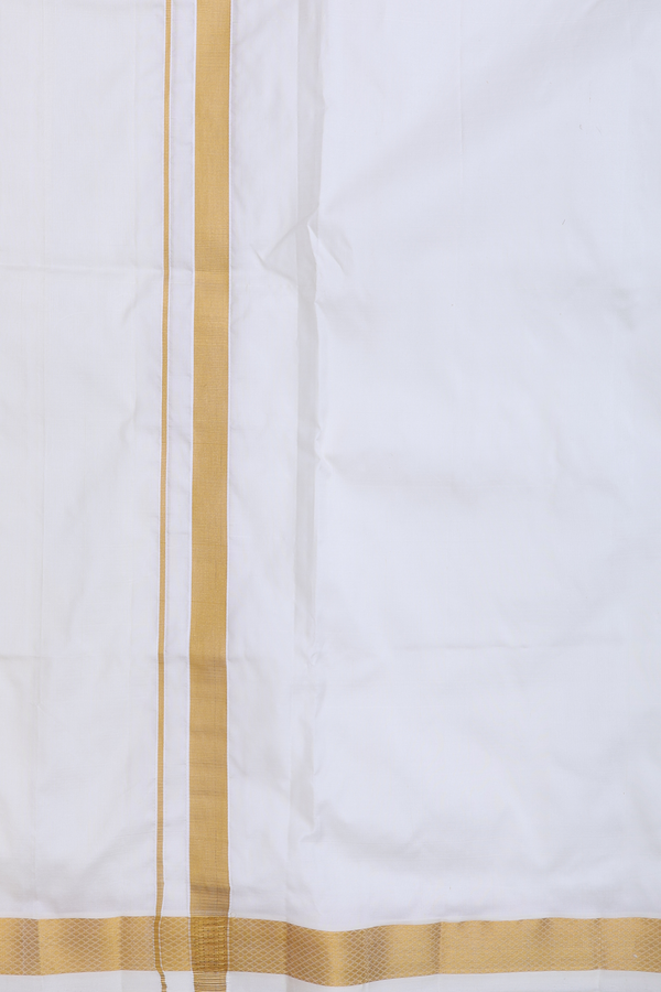 Zari Border White Silk Velcro Dhoti